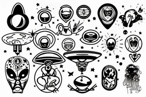 UFO with a beam of light tattoo idea