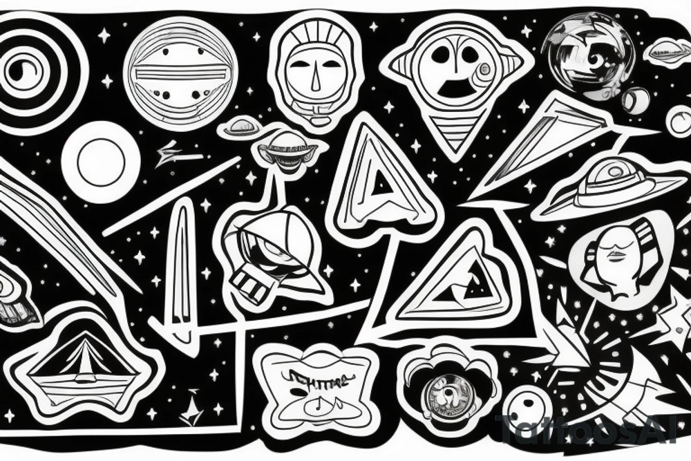 UFO with a beam of light tattoo idea