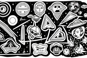 UFO with a beam of light tattoo idea