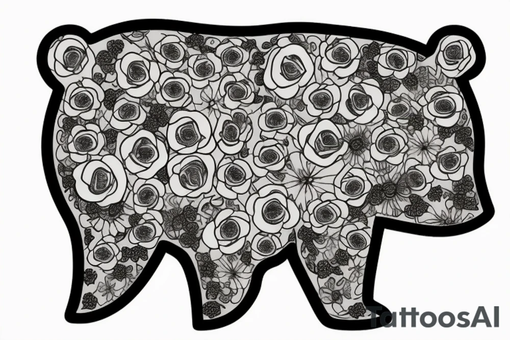 Bear with flowers tattoo idea