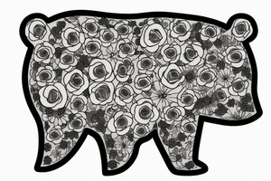 Bear with flowers tattoo idea