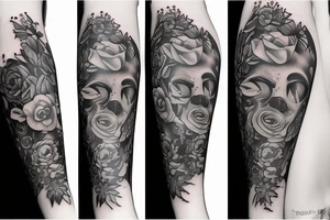 Bear with flowers tattoo idea