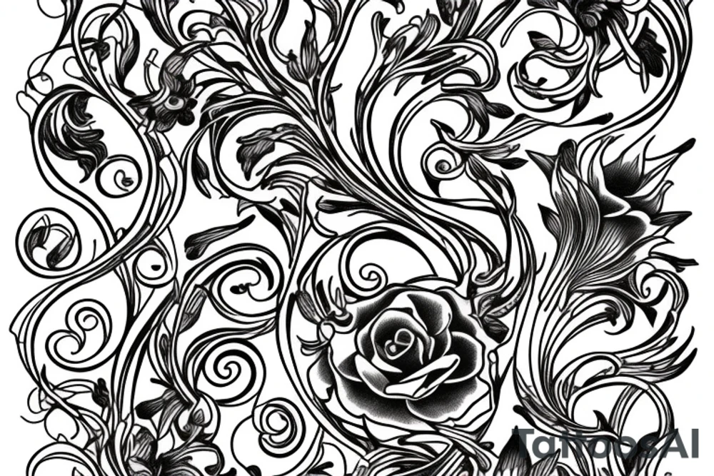 Flower art nouveau tattoo idea