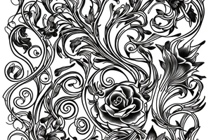 Flower art nouveau tattoo idea
