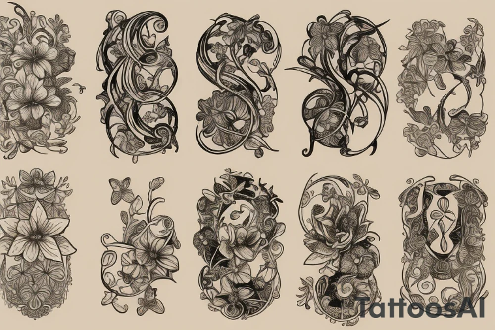 Flower art nouveau tattoo idea