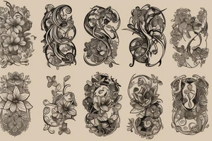 Flower art nouveau tattoo idea