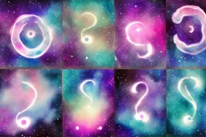 space nebula with a question mark in the center tattoo idea