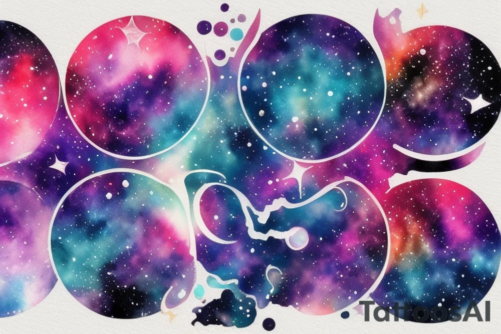 space nebula with a question mark in the center tattoo idea