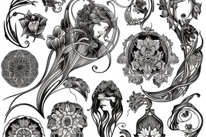 Flower art nouveau tattoo idea