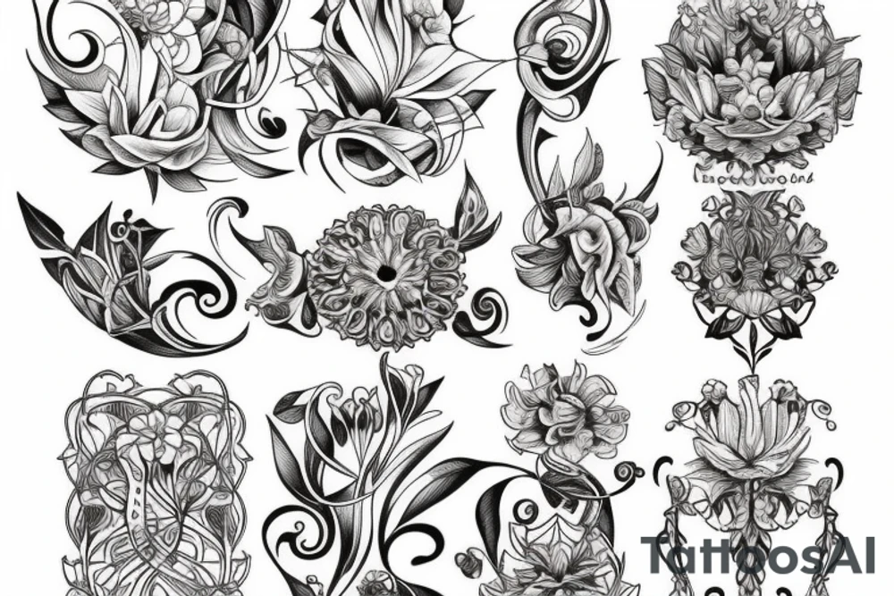Flower art nouveau tattoo idea