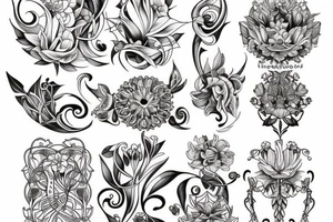Flower art nouveau tattoo idea