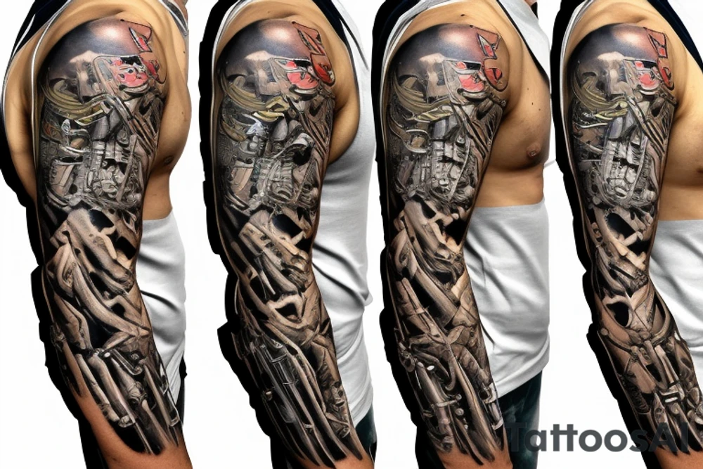 Tiger in camouflage uniform holding machine gun tattoo idea