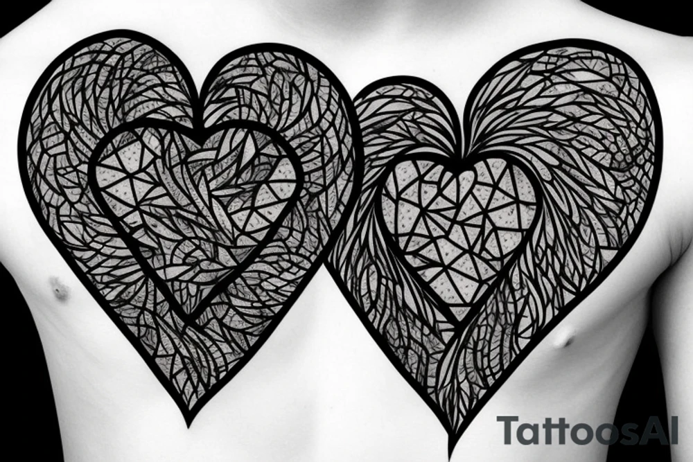 glowing crystal human heart tattoo idea