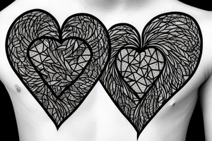 glowing crystal human heart tattoo idea
