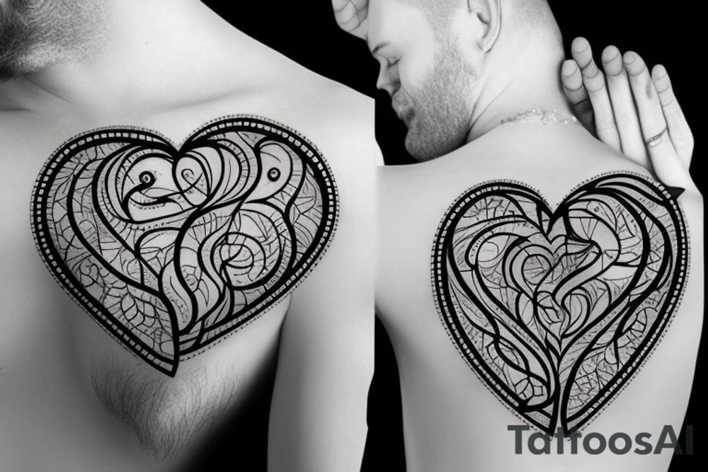 glowing crystal human heart tattoo idea