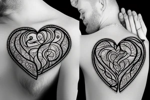 glowing crystal human heart tattoo idea