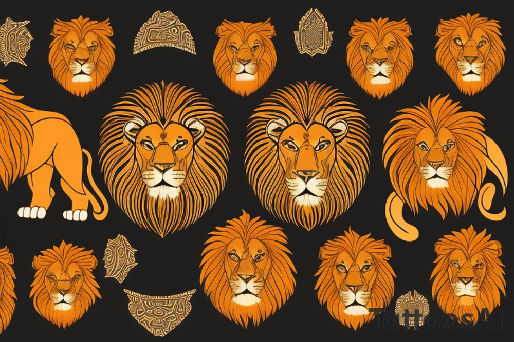 Orange lion like golden lion of Georgia tattoo idea