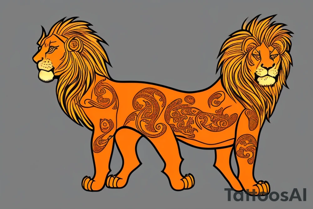 Orange lion like golden lion of Georgia tattoo idea