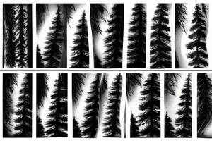 Dark pine forest huge amount of trees tattoo idea