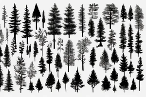 Dark pine forest huge amount of trees tattoo idea
