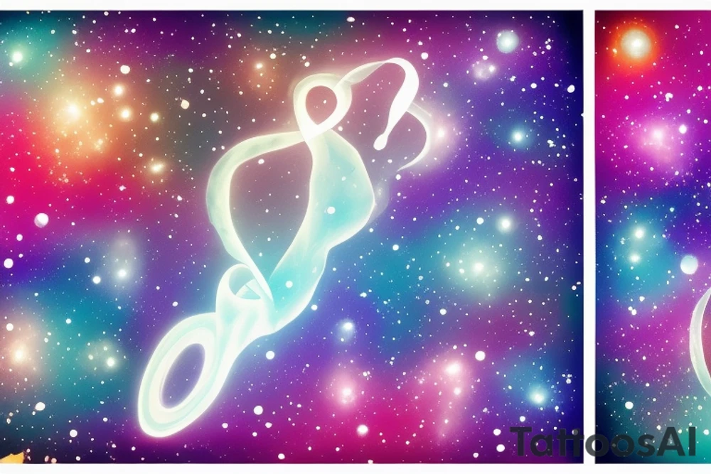 space nebula with a question mark in the center tattoo idea
