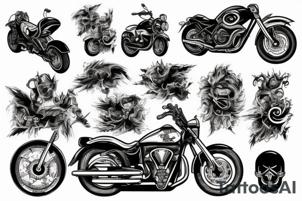 Dirty style of art of guy on motorcycle tattoo idea