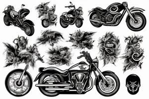Dirty style of art of guy on motorcycle tattoo idea