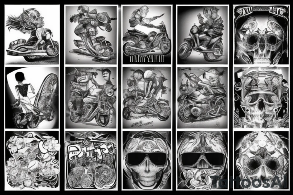 Dirty style of art of guy on motorcycle tattoo idea