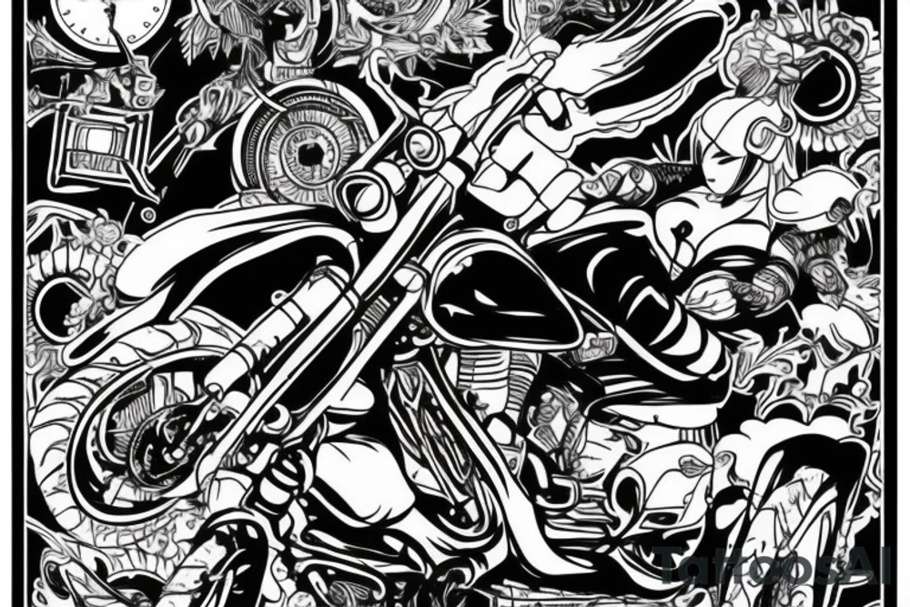Dirty style of art of guy on motorcycle tattoo idea