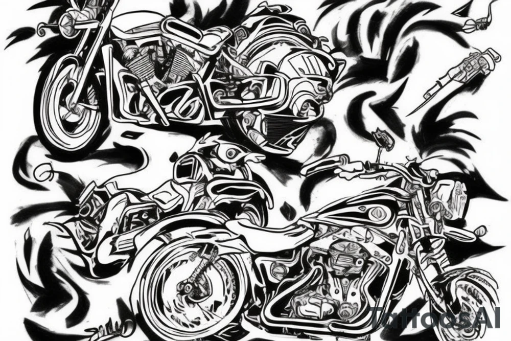 Dirty style of art of guy on motorcycle tattoo idea