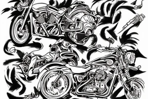 Dirty style of art of guy on motorcycle tattoo idea