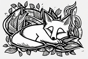 Fox sleeping on its tale tattoo idea