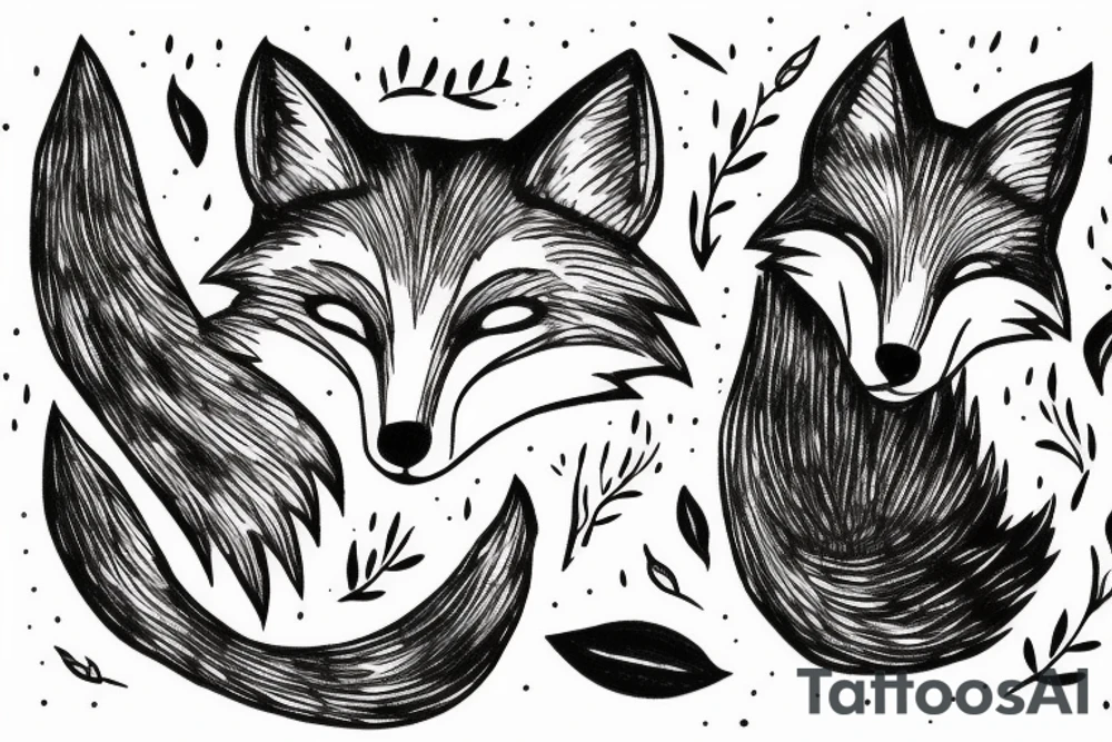 Fox sleeping on its tale tattoo idea