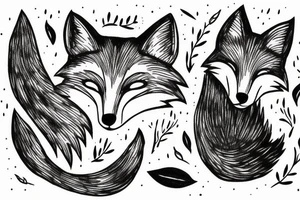 Fox sleeping on its tale tattoo idea