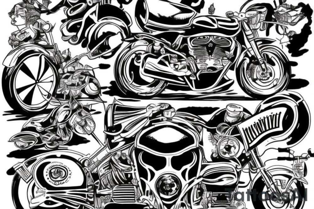 Dirty style of art of guy on motorcycle tattoo idea