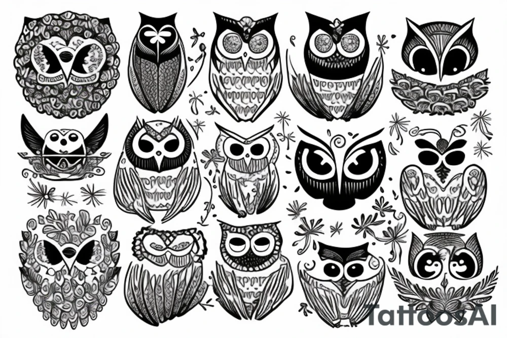 White owl with flowers tattoo idea