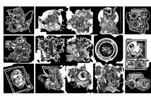 Dirty style of art of cyberpunk tattoo idea