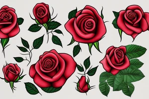 red rose with green leaves tattoo idea