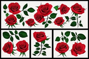 red rose with green leaves tattoo idea