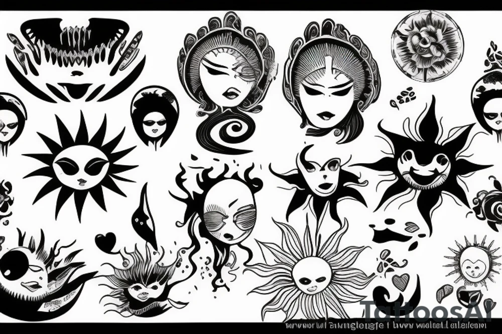 Family wife sun sign tattoo idea