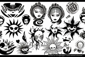 Family wife sun sign tattoo idea
