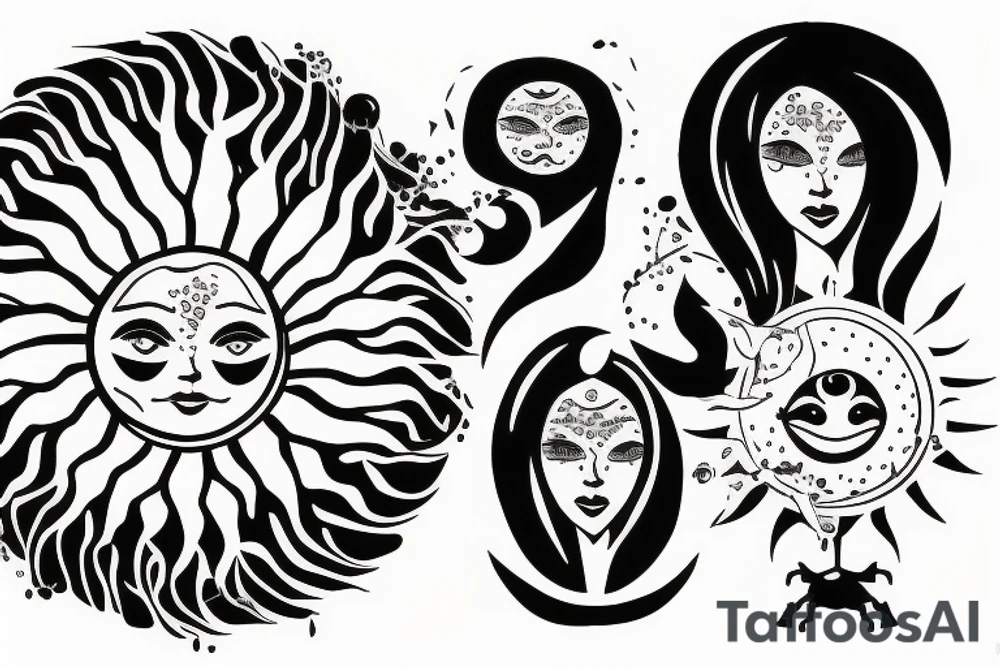 Family wife sun sign tattoo idea
