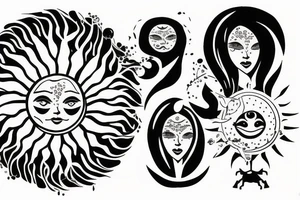 Family wife sun sign tattoo idea