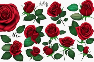 red rose with green leaves tattoo idea