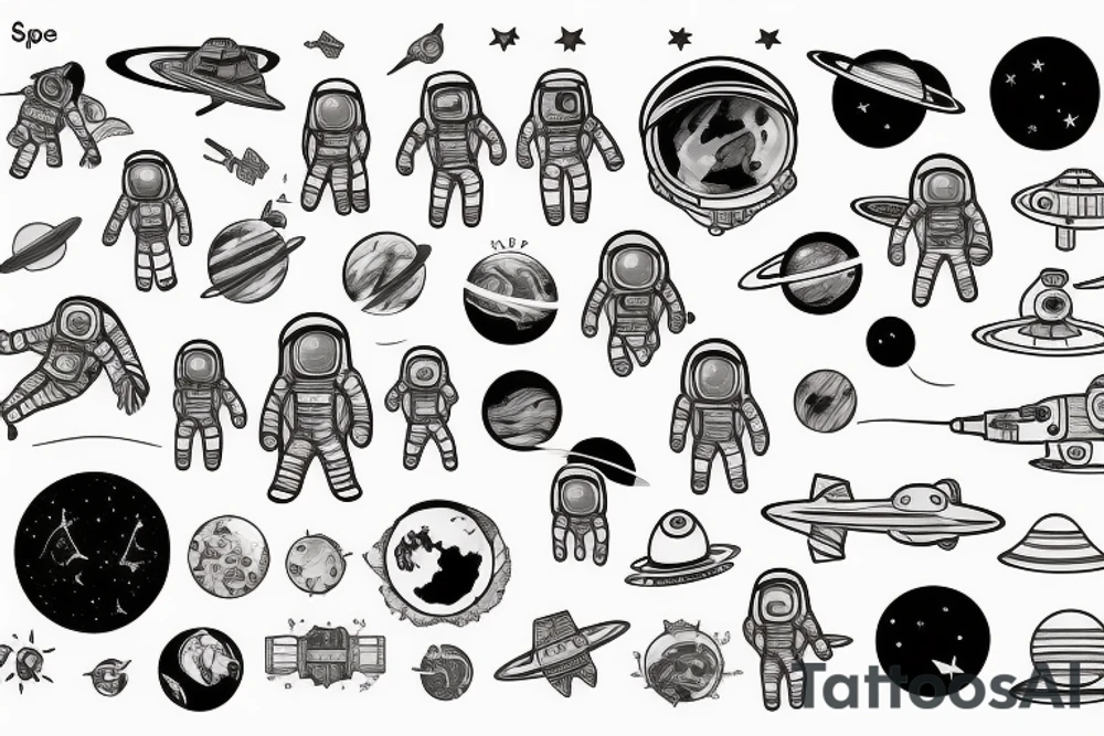 Space, astronaut, planet tattoo idea