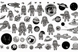 Space, astronaut, planet tattoo idea