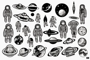 Space, astronaut, planet tattoo idea