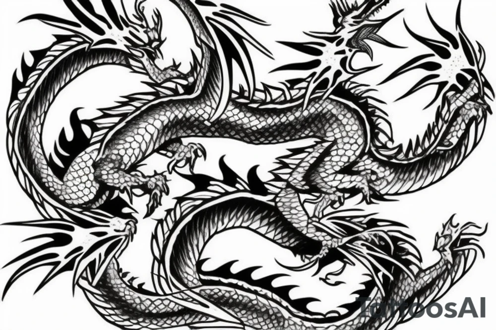 Dragon on back with scenery tattoo idea
