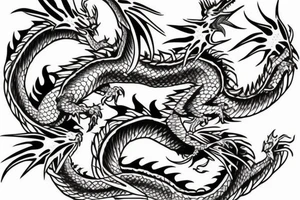 Dragon on back with scenery tattoo idea