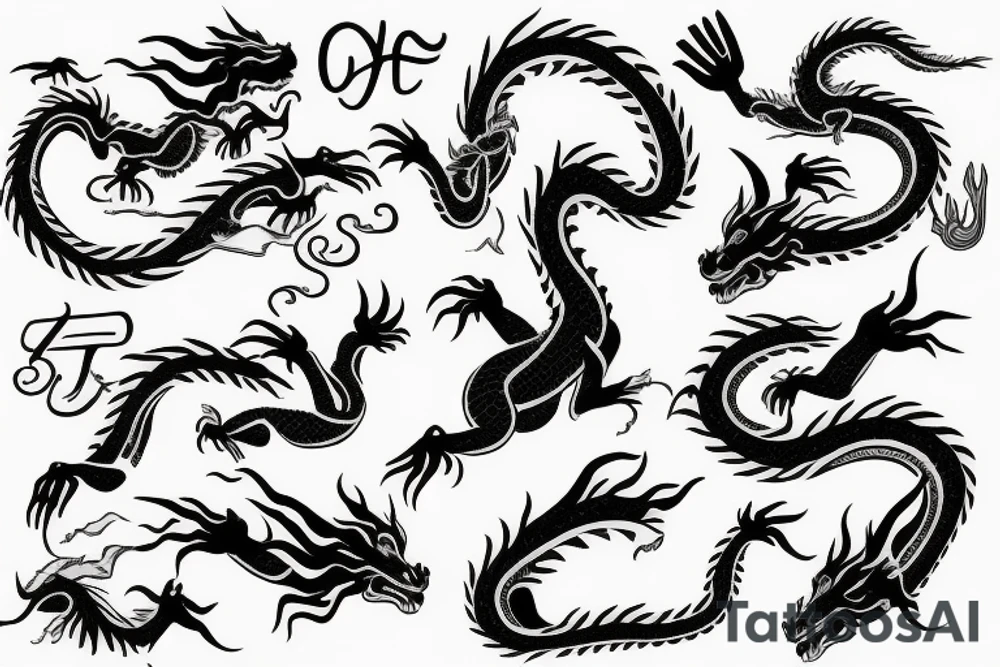 Dragon on back with scenery tattoo idea